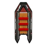 Boudech Turner 420 Schlauchboot, aufblasbar, 4,2 m, für 5 + 1 Personen, mit Rudern und Zubehör, 4 Luftkammern, Boden aus Kunstleder, Schwarz