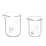 2 Stück Abgestufter Messbecher Glas Becherglas 50ml 100ml Set für Labor-Messbecher Küche