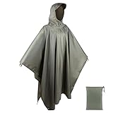 BALIGO Mehrzweck Regenponcho Lang Wasserdicht Herren & Damen, Leicht, Schnell Trocknend, Regencape mit Kapuze, Regenjacke, Regenmantel, Rain Poncho, Raincoat für Camping Outdoor Jagd