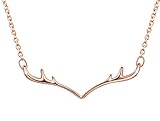 Unendlich U Hirschhorn Geweih Damen Mädchen Halskette 925 Sterling Silber Anhänger Verstellbare Kette mit Anhänger, Rosegold