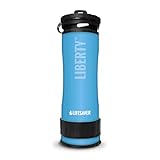 LifeSaver® Liberty | Wasserfilterflasche (400ml) | Trinkflasche filtert 99,9999% aller Bakterien | Wasseraufbereitung Trinkwasser Camping bis zu 2.000 Liter | Tragbarer Wasserentkeimer Wandern (Blue)