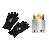 FEUERGOTT - Solo Stove Lite Set, Campingkocher mit Grillhandschuhen, kompakt, tragbare Feuerstelle, rauchfreie Feuerschale, ideal für Wandern, Outdoor Cooking, Terrass