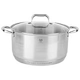 KARL HAUSMANN Edelstahl Topf - 9.5L - Ø 29 cm - Kochtopf Induktion für alle Herdarten Geeignet - Edelstahltopf mit Deckel - Suppentopf - Spaghettitopf - Stainless Steel Pot - Töpfe - Kochtöpfe