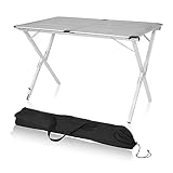 Campart TA-0413 – Wetterbeständiger Rolltisch aus Aluminium Louisiana – 110 x 70 x 70 cm – inklusive Aufbewahrungstasche – Silber