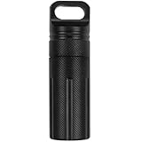 XPEX 1 Stück Geruchsdichte Dose, 10 * 3Cm Wasserdichte Flasche Mit Kapseldichtung, Wasserdichter Behälter Für Outdoor-Edc-Survival, Pillendose, Trockenbox, Schlüsselversteck,Geld Verstecken(Schwarz)