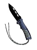 Ritter Premium Survival Bushcraft Taschenmeser mit Paracord Feuerstahl und Signalpfeife aus rostfreiem Messerstahl, Schwarz