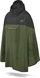 normani Unisex Regenponcho - Wind und Wasserdicht mit Bauchtasche, 3M Refelktoren und seitlichen Eingriffen Farbe Schwarz/Olive Größe XXL-3XL