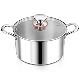 Herogo Kochtopf, Edelstahl Kochtopf Induktion mit Glasdeckel, Ø 26cm / 6,7 L Suppentopf Fleischtopf Nudeltopf Spaghettitopf zum Kochen, Gesund & Unbeschichtet, Backofenfest, Saucepans with Lid