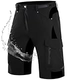 Wespornow Kurze Hosen Herren MTB Hose mit 6 Taschen Cargo Shorts Fahrrad Arbeitshosen Männer Kurz Bermuda Mountainbike Chino Cargohose Wanderhose Stretch Sommer wandershorts (Schwarz, XL)