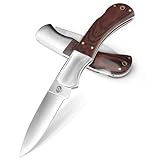 DRACHENADER Klappmesser, 9 cm Klinge, Zweihandmesser mit Lockback, 440C Stahl, Holzgriff, 42a-konformes EDC-Taschenmesser, legal in Deutschland, für Camping, Wandern