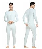 CORLORFULLEAF Herren/Damen Einteiler Pyjama Onesie Base Thermounterwäsche Union Anzug Leichte ganzkörper(Weiss,XL)