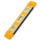 VOSSOT Wasserwaage 23 cm Klein und Magnetisch, Verfügt über Rundum Ablesbar 3 Libellen 0°/45°/90°, leichtes Alu-Profil Klein Schnurwasserwaage für Maurerarbeiten Klempnerarbeiten Rinnenarbeiten