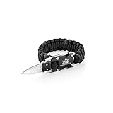 Ours Furtif Armband Cobra Paracord Survival Bracelet - Schwarz - Überlebensarmband Verstellbare - Prepper - Survival, Camping, Wandern, Notfall, Bushcraft Ausrüstung, Überlebensausrüstung, EDC Tool