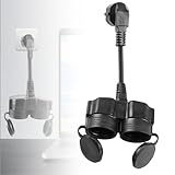 Sporgo Verlängerungskabel mit 2 Fach Schuko Steckdosen, Außen Schutzkontakt Kurze Kabel mit 2 AC Steckerdosen IP44 Wasserdicht, Doppelstecker für Steckdose, Büro und Zuhause, 1,5mm², 250V/16A