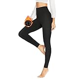 HLTPRO Thermo Leggings Damen Gefüttert Im Winter, High Waist Thermoleggings Warm Thermohose Blickdicht Strumpfhose Für Sport(Schwarz,2XL)