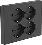 Electraline 22115 Einbausteckdose Quadra 4 Plätze Universal P40, kompatibel mit allen 3-fach Unterputzdosen (Mauerwerk oder Gipskarton)