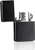 Sturmfeuerzeug Feuerzeug Taschenfeuerzeug Benzinfeuerzeug Metallfeuerzeug Lighter - Männer Geschenk - Outdoor - Camping - Geschenkidee-unbefüllt (schwarz matt)