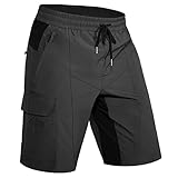 Hiauspor Wanderhose Herren Kurz MTB Hose Leichte Schnelltrocknend Cargo Bermuda Chino mit 5 Taschen Männer Wandershorts Outdoor Trekking Shorts Sommer Stretch Mountainbike,Arbeit,Sport (XL, Schwarz)