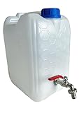 pokm toolsmarket - Wasserkanister mit Hahn, Wasserkanister 10L, Trinkwasser Kanister mit Zapfhahn 1/2'' Gewinde Verzinkt, Wassertank BPA-frei, Wasserbehälter mit Schraubdeckel, Perfekt für Camping