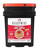 ReadyWise, 120 Portionen, Notration, Frühstück, Essensset zum Mitnehmen, 4 Rezepte, Gefriergetrocknet, Langlebige Lebensmittelversorgung, Bis Zu 25 Jahre Haltbarkeit, Notfallnahrung
