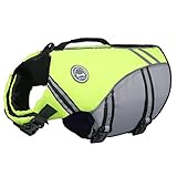 VIVAGLORY Sports Style Schwimmweste Hund, Hundeschwimmweste für Bootfahren, Auftrieb & Schwimmhilfe, Schwimmweste, M, Neon-Gelb