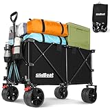 SLIDBEAT XXL Bollerwagen Faltbarer mit Große Räder All Terrain 330L 150KG Faltbar Bollerwagen Klappbar aus Vier Richtungen Bollerwagen Für Strand Garten Camping Shopping