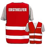 Bedruckte Warnwesten mit ISO-Leuchtstreifen * Standard- oder Reflex-Druck * Erste Hilfe und Brandschutz * Begriff: Ersthelfer (Reflektierend) * Farbe (Größe): Rot (XL/XXL)