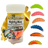 Zite Fishing Mighty Mag Neon Mix 12 STK - Schockfarben Forellen-Köder 2,8cm - Bienenmaden-Imitat – Gummiköder UV-Aktiv & Phthalatfrei – Neon Käse