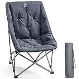EVER ADVANCED Luxus Campingstuhl Faltbar 6CM Gepolstert, Klappstuhl 150KG Belastbar Kleines Packmaß, Extra Hohe Rückenlehne, Tragbarer Faltstuhl für Camping, Garten, Balkon, Picknick, Indoor