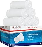 HEALQU Mullbinden – Hochwertige & gewebte Fixierbinden Rollen für Wundverbände & Wundversorgung - einzeln verpackt, extra weich & dehnbar | Erste-Hilfe Verbandsmaterial (10 cm 12 Rollen)