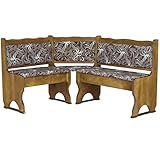 k koma Eckbank Blume DUNKEL 100x180 cm – Massivholz Kiefer, gepolstert, Farbe Eiche – Esszimmerbank NEU
