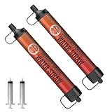 Wasserfilter Outdoor 2 Pack- Trinkwasserfilter für 3000 Liter Filtergenauigkeit bis zu 0,1 Mikron, Entfernt 99,99% aller Bakterien - Water Filter für Notfall, Survival & Camping,BPA-frei,Orange
