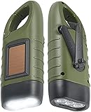Simpeak Taschenlampe Kurbel, 2-Stück- Solar Taschenlampe LED, Dynamo Notlicht Taschenlampe Handkurbel mit Karabiner für Freien Camping Klettern Wandern