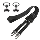 Tourbn 2-Punkt-Gewehrriemen für die Gewehrjagd mit 2er-Pack 1'' QD Sling Swivels Schwarz, 150*3.8cm