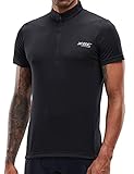 Herren Kurzarm Radtrikot Fahrradtrikot Fahrradbekleidung für Männer mit Elastische Atmungsaktive Schnell Trocknen Stoff (Black, XL)