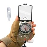 Wanderkompass – mit leuchtendem dunklen Spiegel, professionelles Orientierungslauf-Navigationsgerät, stoßfestes Metallgehäuse, faltbar, leichtes Design | Visierspiegel für Trekking, Bergsteige