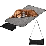 Cozlly Hundedecke für Unterwegs, Faltbare wasserdichte Hundedecke Haustier Decke Camping Decke Haustierdecke Outdoor Reisedecke Hund Katze Mat Wärmende Decke mit Tasche für Hund, 100 x 70cm (Schwarz)