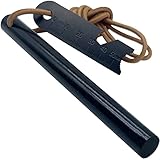 aufodara Stark Feuerstarter Feuerstahl Feuerstab 12,7 mm dick,12,7 cm lang - mit 1x Lederschnur und Multifunktionale Schaber für Outdoor Survival und Camping