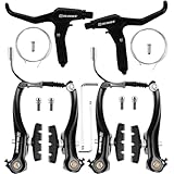 TUZHE Fahrrad Bremsen Set V-Brake Universal Fahrradbremsen-Set Vordere und Hintere MTB Bremse, Bremsseile und Bremshebel Kit für Mountainbikes und Rennräder (schwarz) (2 Paar Fahrrad Bremsen Set)