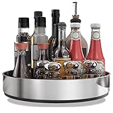 PIGPIGFLY Küchen Organizer,Drehteller Organizer Küche,360 Grad Rotierender Vorratsbehälter Für Lebensmittel,Gewürzhalter aus Rostfreiem Edelstahl,Lazy Susan(Silber/20cm)
