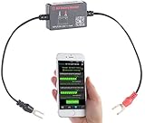 Lescars Batterietester: Kfz-Batterie-Wächter mit Bluetooth und App, für 12-Volt-Batterien (Batteriewächter Bluetooth, Batterieüberwachung Bluetooth, 12V Zigarettenanzünder Test)