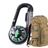 Kompass-Karabiner – kompakte Outdoor-Navigationsausrüstung, Schlüsselanhänger-Kompass | Directional Survival Tool, tragbares Navigationsgerät mit drehbarem Zifferblatt, Rucksackbefestigung für Kletter