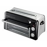 Tefal RETRO Toast n’ Grill – 2-in-1 Toaster und Mini-Backofen, 1300 W, energieeffizienter Mini-Ofen zum Toasten, Grillen & Aufbacken, kompakt, Schwarz/Alu matt, TL6008