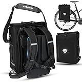 RADGEIST 3in1 Fahrradtasche für Gepäckträger (25Liter) - Rucksack Fahrrad Tasche mit bequemer Polsterung - Gepäckträgertasche mit sicherer Befestigung - 100% wasserdicht inkl. Laptopfach (Schwarz)