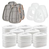 6001 Filter für Atemschutzmaske, für 3M Filter mit 80 Stück Filterpatronen + 4 Filter und 4 Abdeckkappen, Organic Vapor 6001 Patronen Chemischer Farbfilter Kompatibel mit 6200, 6800, 6502 usw.