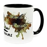 Soldaten Tasse mit Namen personalisiert Geschenk für Soldat Soldatin Abschiedsgeschenk Gelöbnis Mann Frau Abschied Militär Becher Kaffeetasse Berufssoldat Gadget Ausrüstung Militärtasse Keramik 330 ml