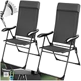 tectake® Hochlehner, Gartenmöbel Set, Liegestuhl 7-Fach verstellbar, Klappstuhl, Campingstuhl, Klappstühle Balkon Möbel, Camping Stuhl, Gartenstühle - anthrazit, 2er Set