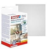 tesa Pollenschutzgitter - zuschneidbarer, transparenter Pollenschutz für Allergiker - für nach innen öffnende Fenster - inkl. Selbstklebendem Klettband - Anthrazit - 130 cm x 150 cm