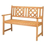 LEADZM Gartenbank,Holzbank,Holz Wetterfest,2-Sitzer,118 cm,Ergonomisch gestaltete Rückenlehne und Armlehnen,Bequem Balkonbank,275 kg Belastbar,für Balkon,Terrasse,Garten,Outdoor