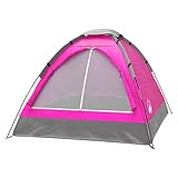 Wakeman Outdoors Kuppelzelt für 2 Personen – Regenfliege und Tragetasche – einfach aufzubauen, ideal für Camping, Rucksackreisen, Wandern und Musikfestivals im Freien, Rosa